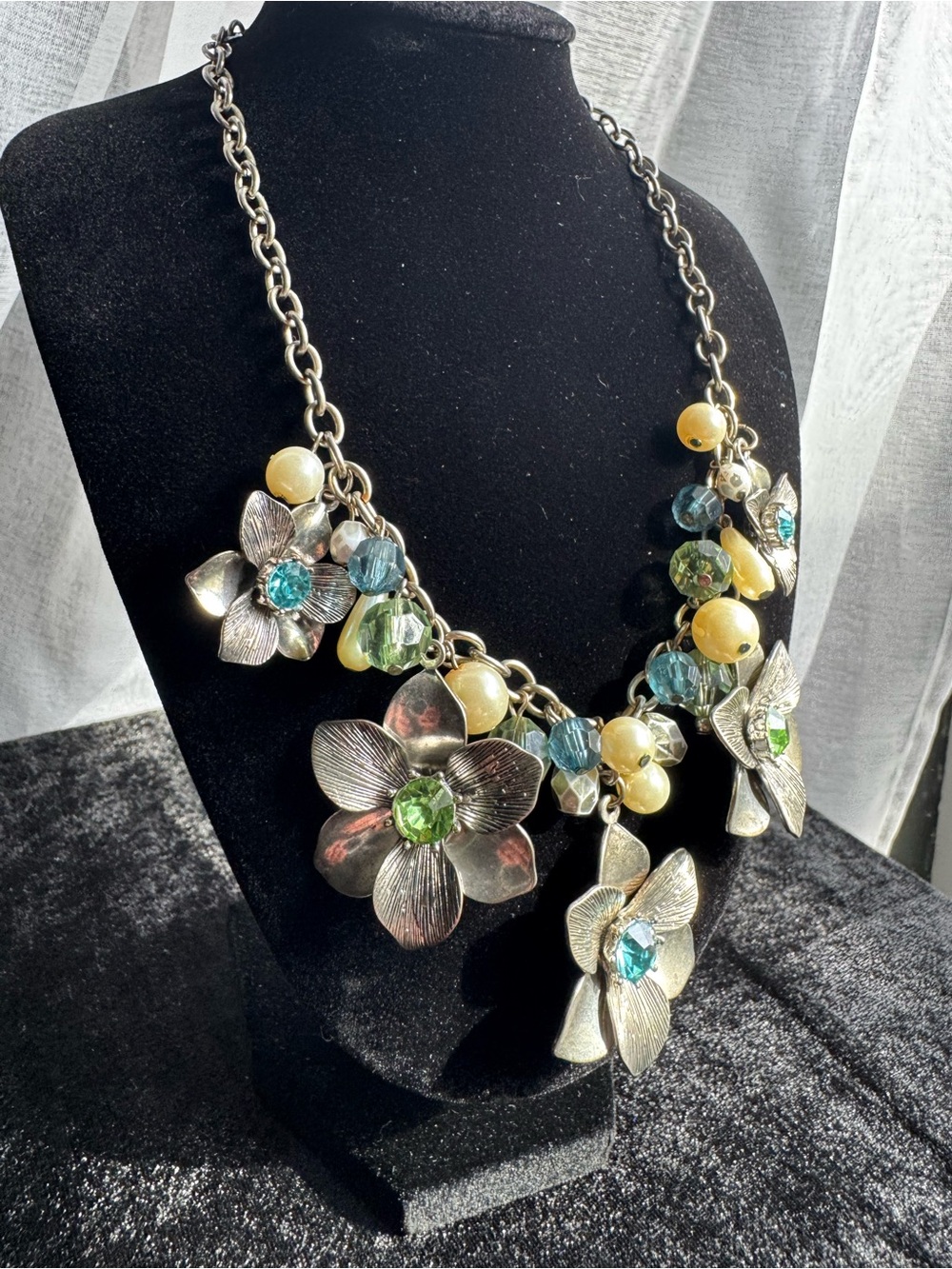 Vintage Premier Designs Garden Gate floral statement necklace